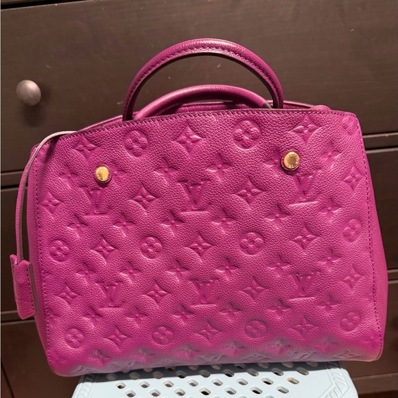 Louis Vuitton Montaigne Shoulder Bag MM Impreinte Monogram Leather Purple Color - Picture 3 of 16